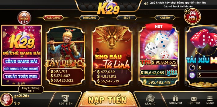 Giới thiệu chung về cổng game K29 Vin